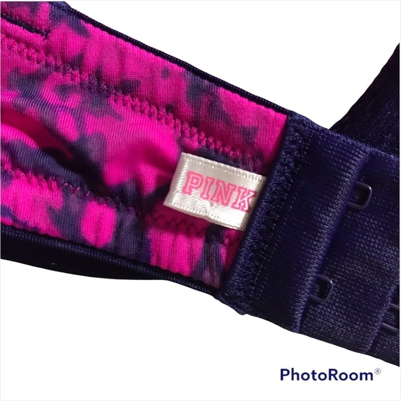 PINK VICTORIA SECRET / Pink & Purple Tie Dye Strapless Pushup Bra Size 32DD - Picture 6 of 8